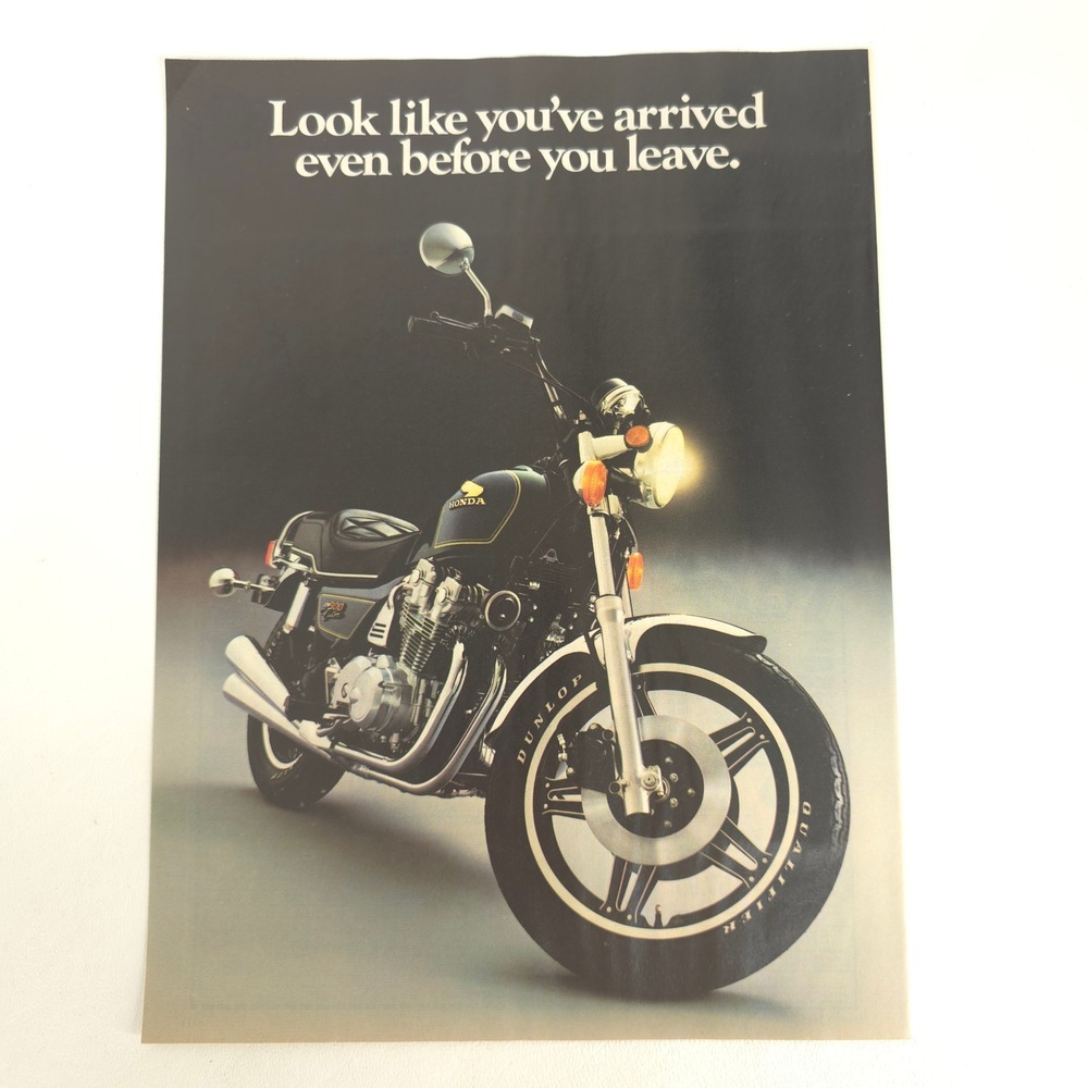 Vintage Honda Motorcycle Print Ad 1980s Street Bike Decor Garage Wall Art Retro